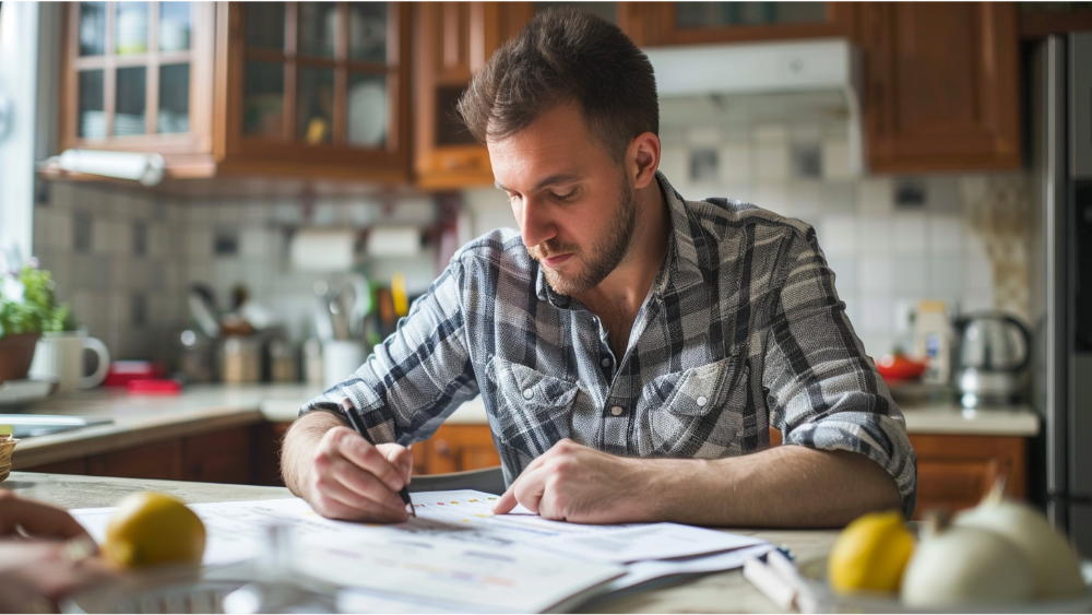 A man budgeting his costs