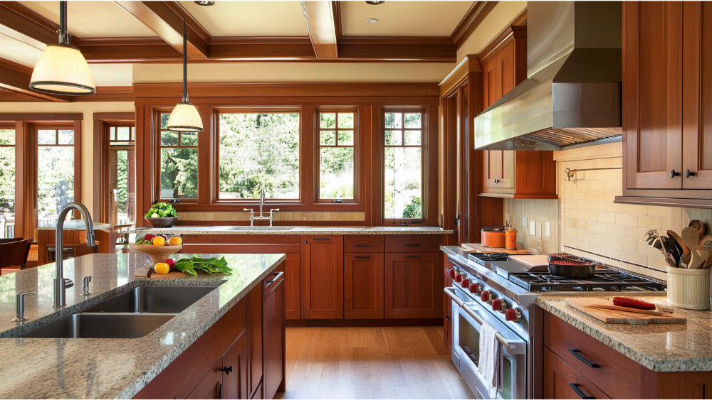 A kitchen with a craftsman interior design