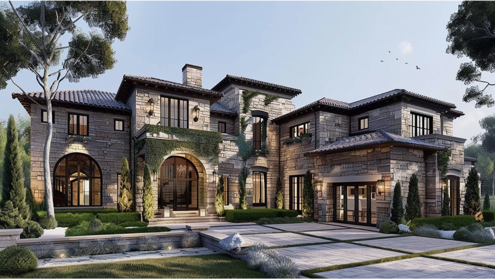 A custom home exterior