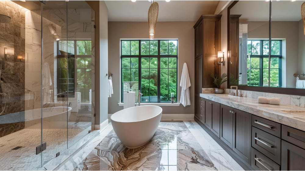 A custom master bathroom