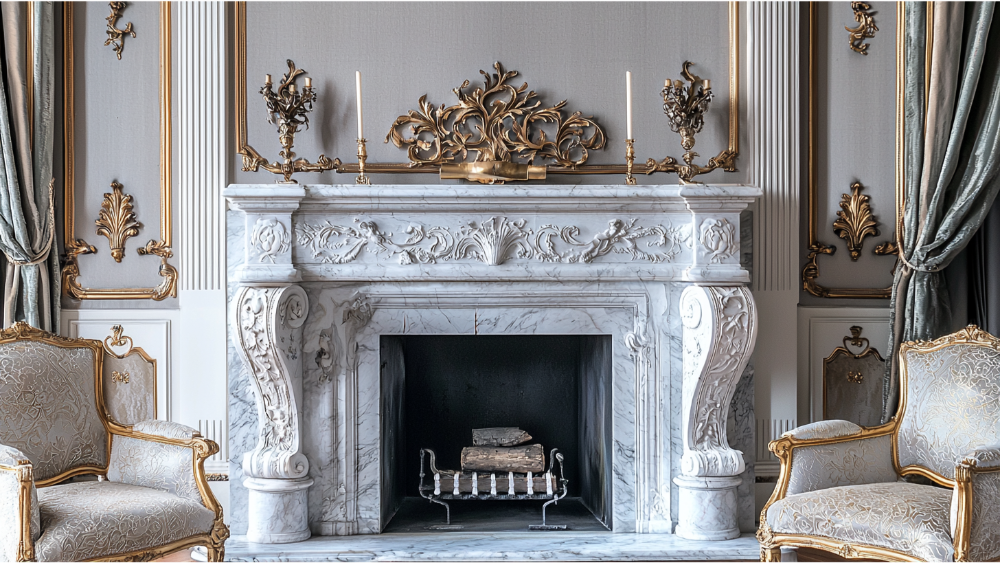 A marble fireplace