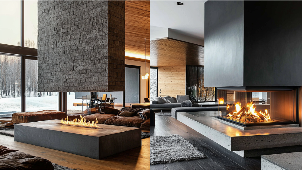 Two different types of fireplaces