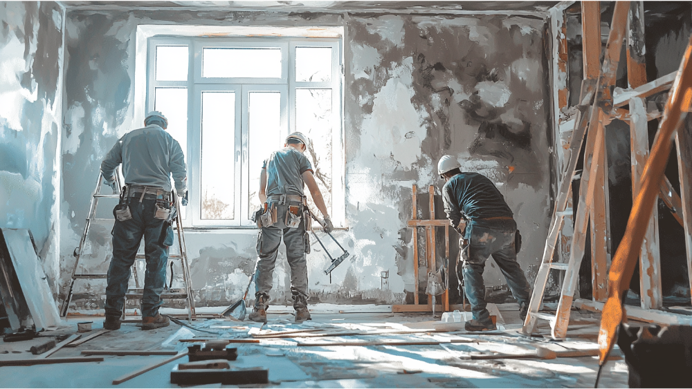 A team remodeling a home