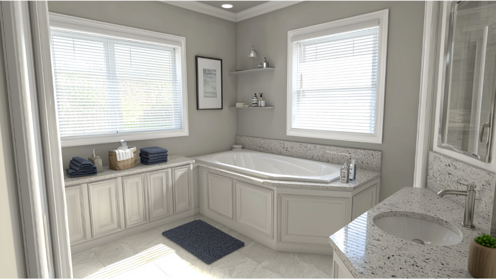 A remodeled bathroom in a home