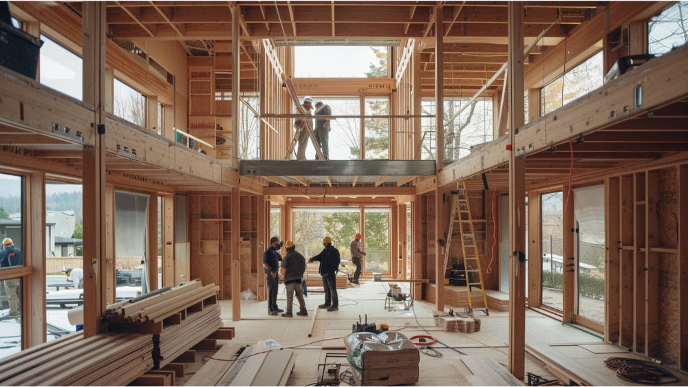 A team of people building a custom home