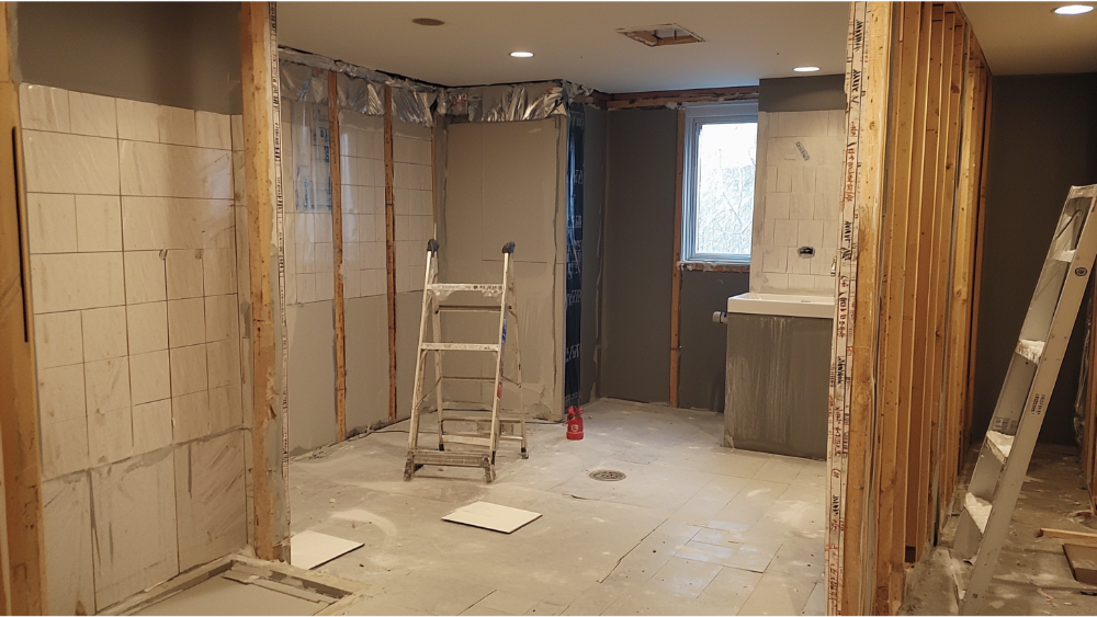 A bathroom undergoing a remodel