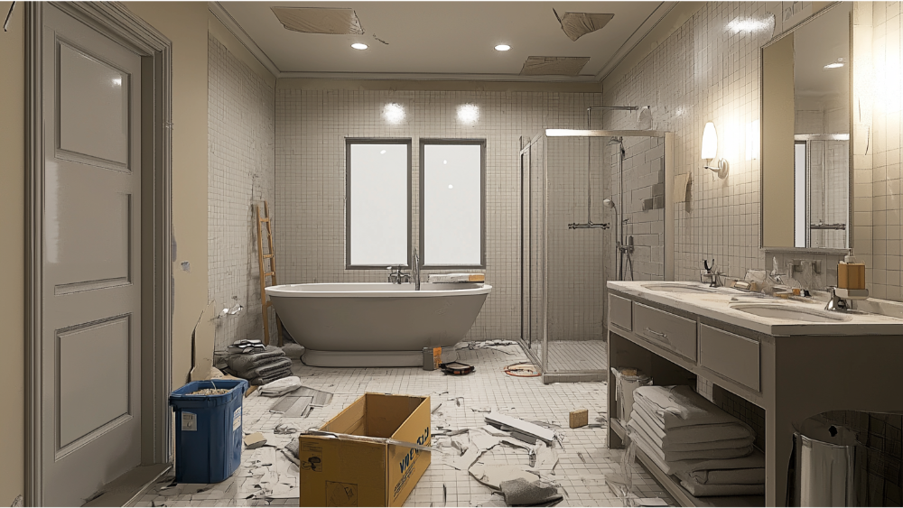 A bathroom undergoing a remodel