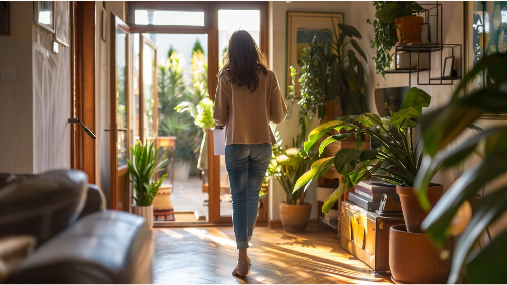 An interior designer walking through a room