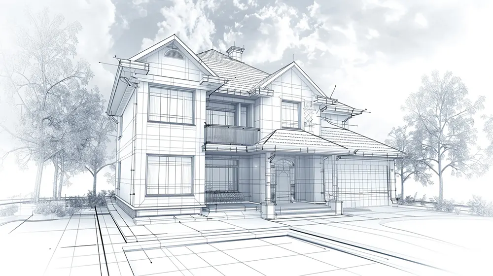 A blueprint for the exterior of a home