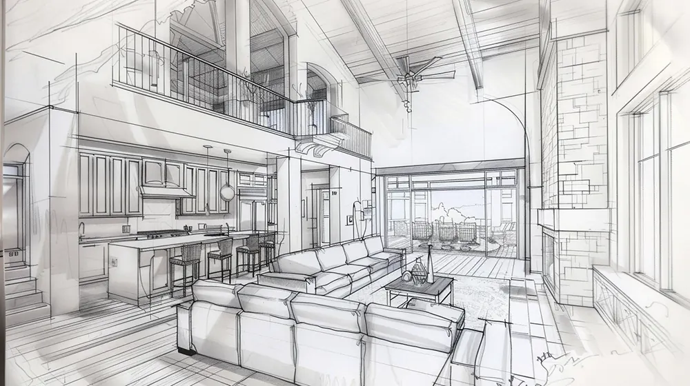 A blueprint for the interior of a home