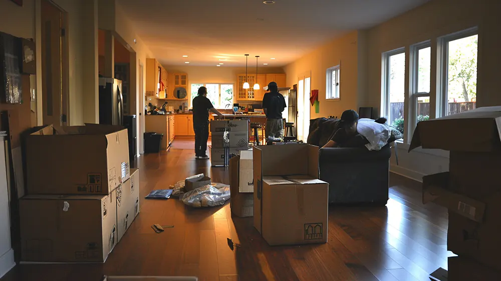 A family moving into their home