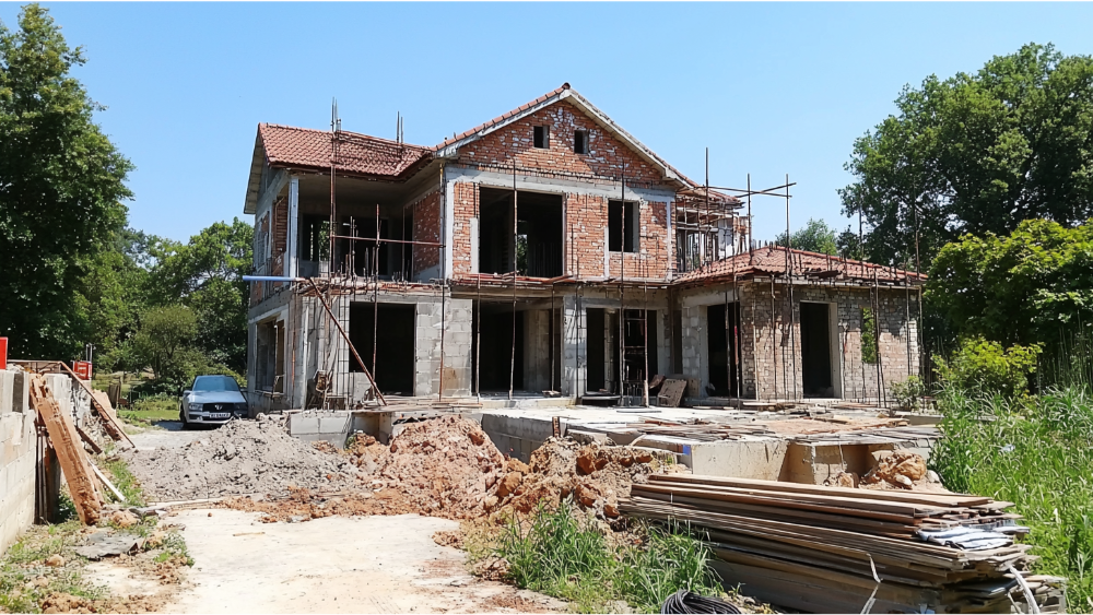 A house that is under construction