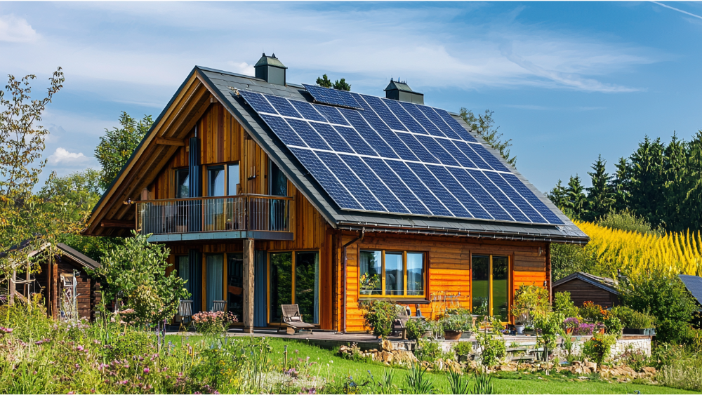 The exterior of a home that is energy efficient