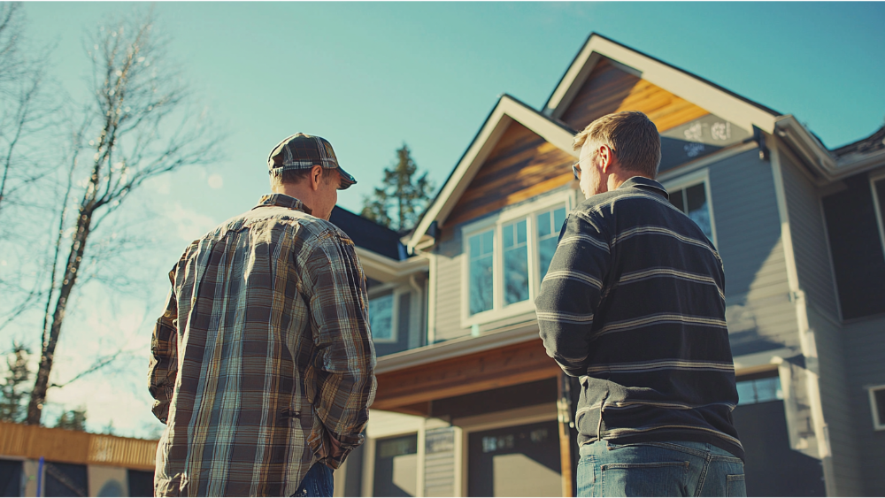 A custom builder talking to a homeowner