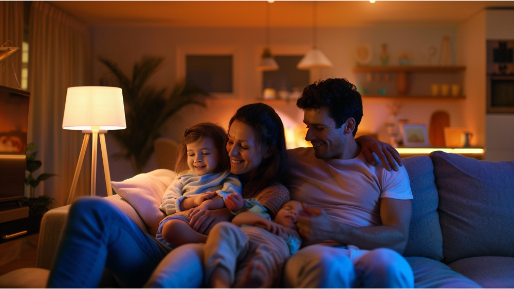 A happy family with their smart home